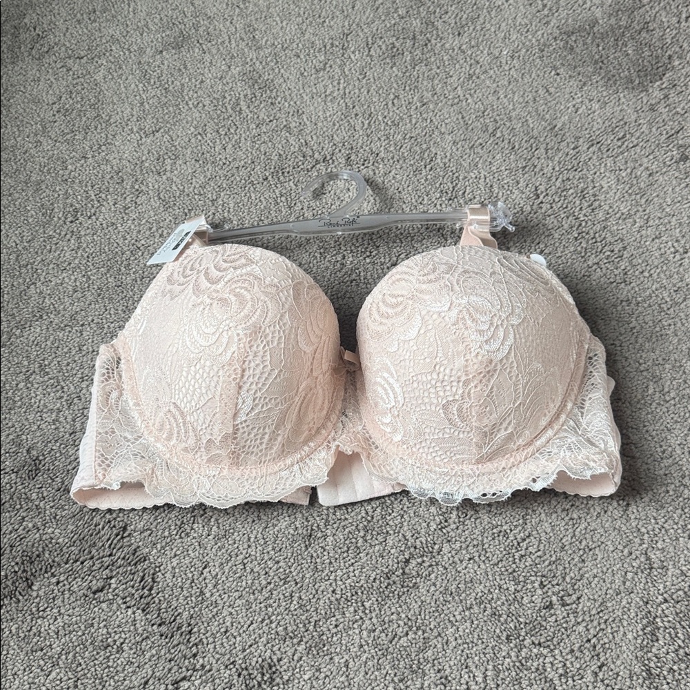 Rene Rofe Lightly Padded Pale Pink Lace Bra SIZE 38C